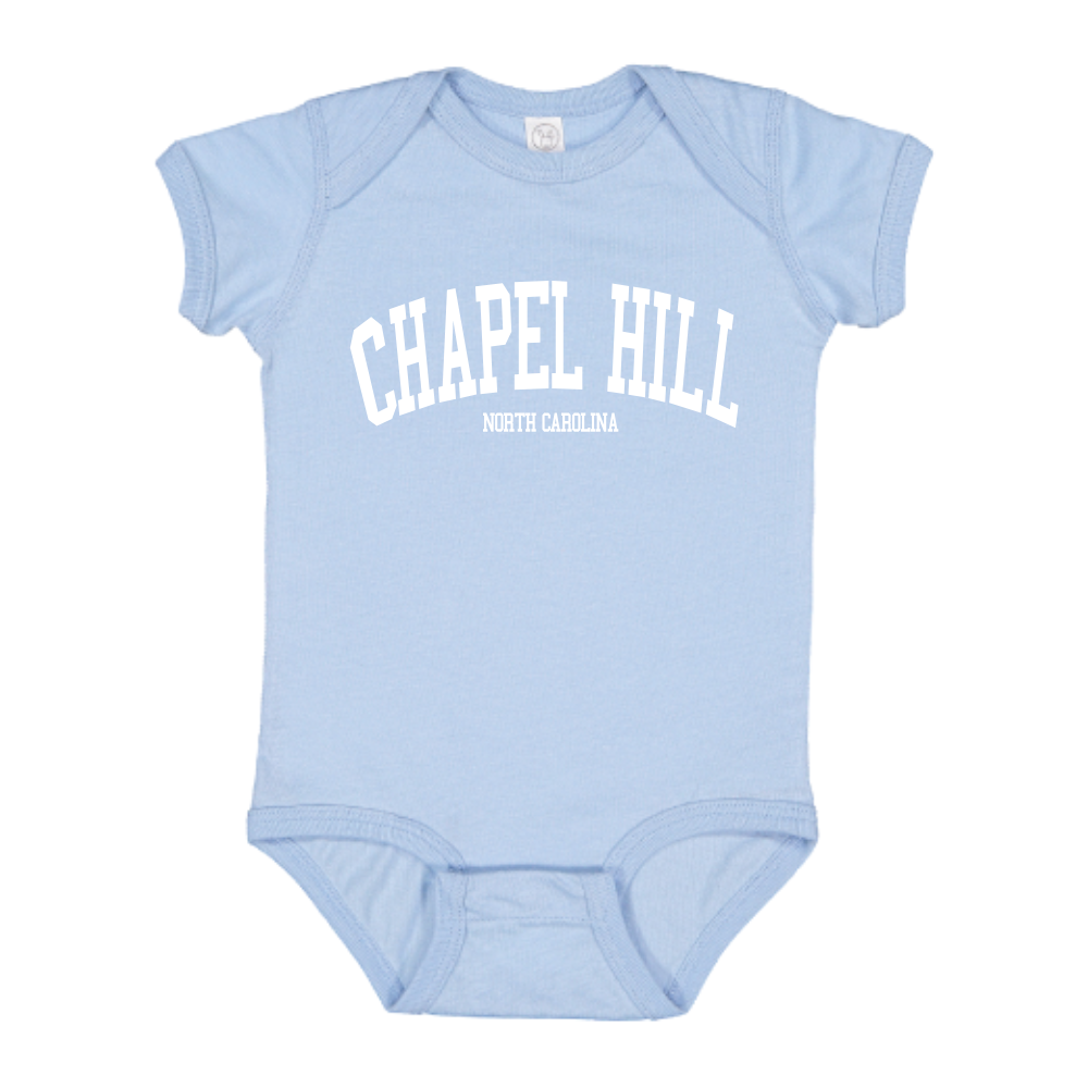 Carolina Blue Chapel Hill North Carolina Baby Onesie by Shrunken Head