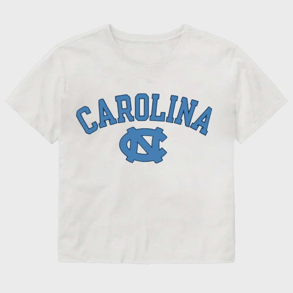 Carolina Tar Heels Basic White Dusty Blue Cropped T-Shirt