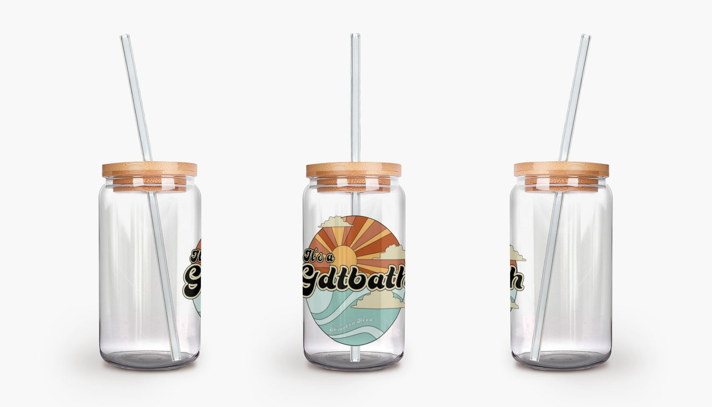 Good Day to Be A Tar Heel Sunset Glass with Lid and Straw
