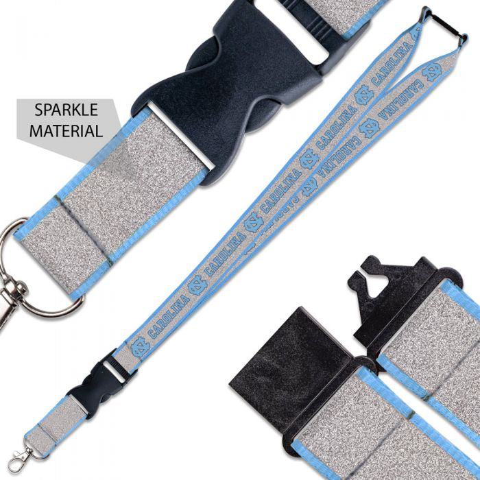 Carolina Tar Heels Sparkle Glitter Lanyard with Buckle