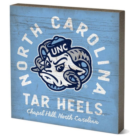 Carolina Tar Heels Rameses Square Wooden Decor Block