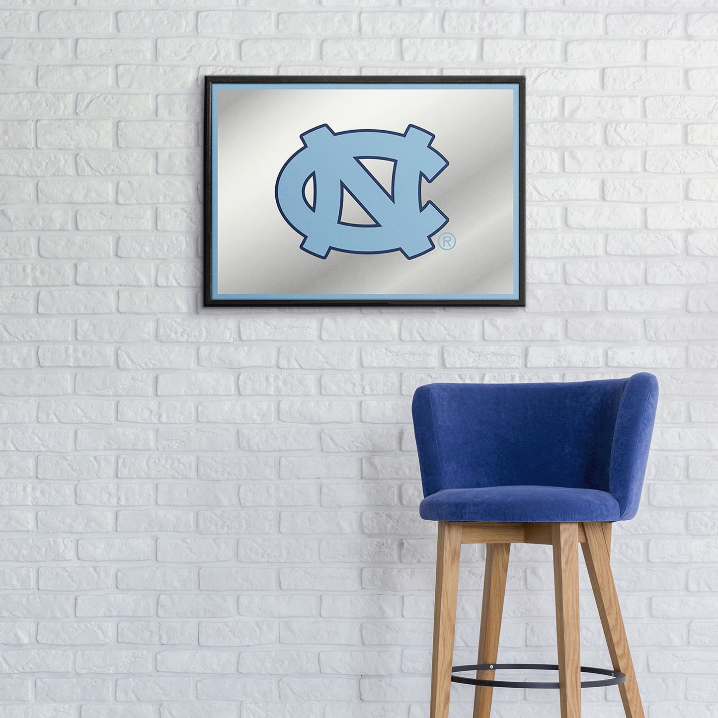 North Carolina Tar Heels: Framed Mirrored Wall Sign Carolina Blue Edge