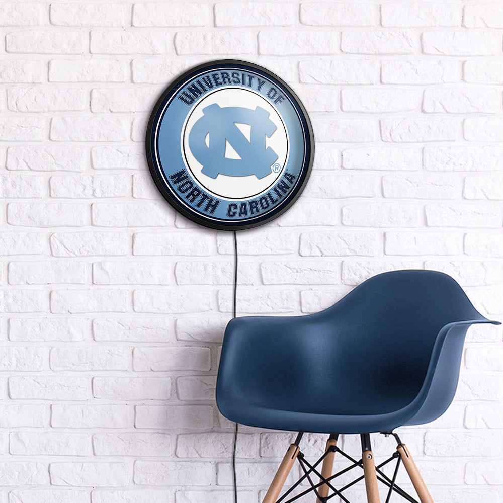 North Carolina Tar Heels: Round Slimline Lighted Wall Sign