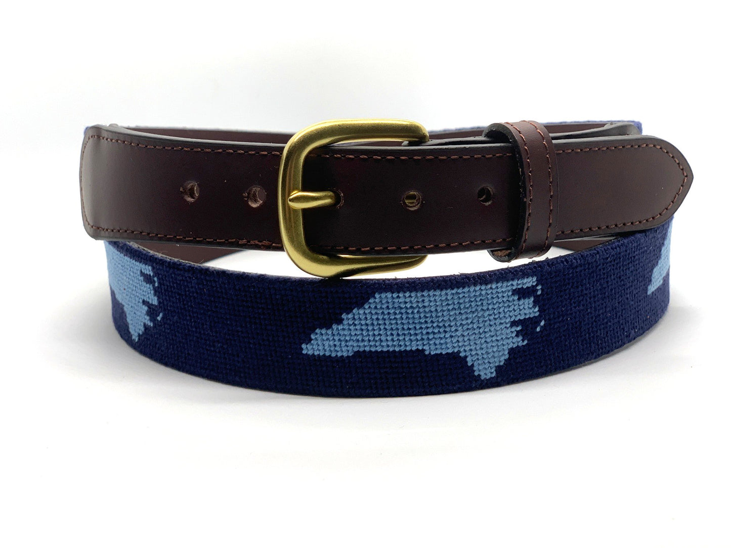 Navy with Carolina Blue North Carolina State Needle point Men’s Belt