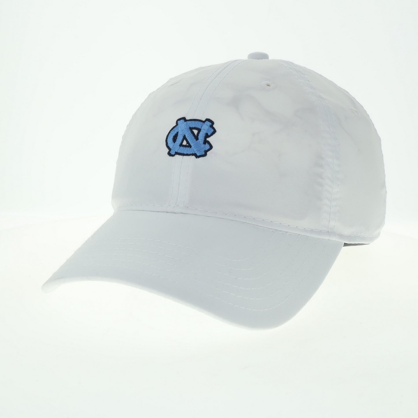 UNC Logo Dry Fit Hat in White with Mini NC Interlock