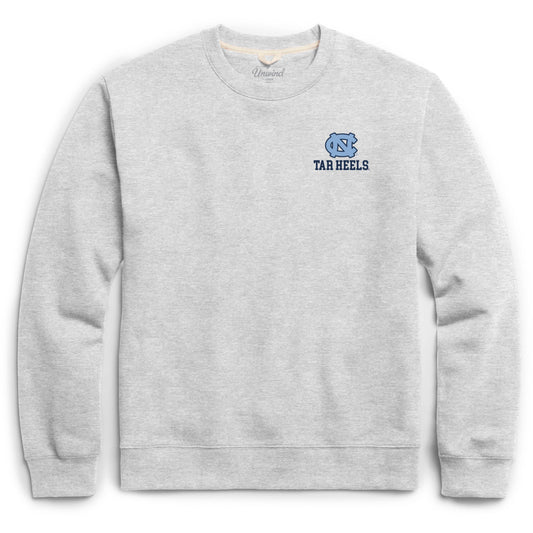UNC Logo Crewneck Sweatshirt in Grey with Embroidery