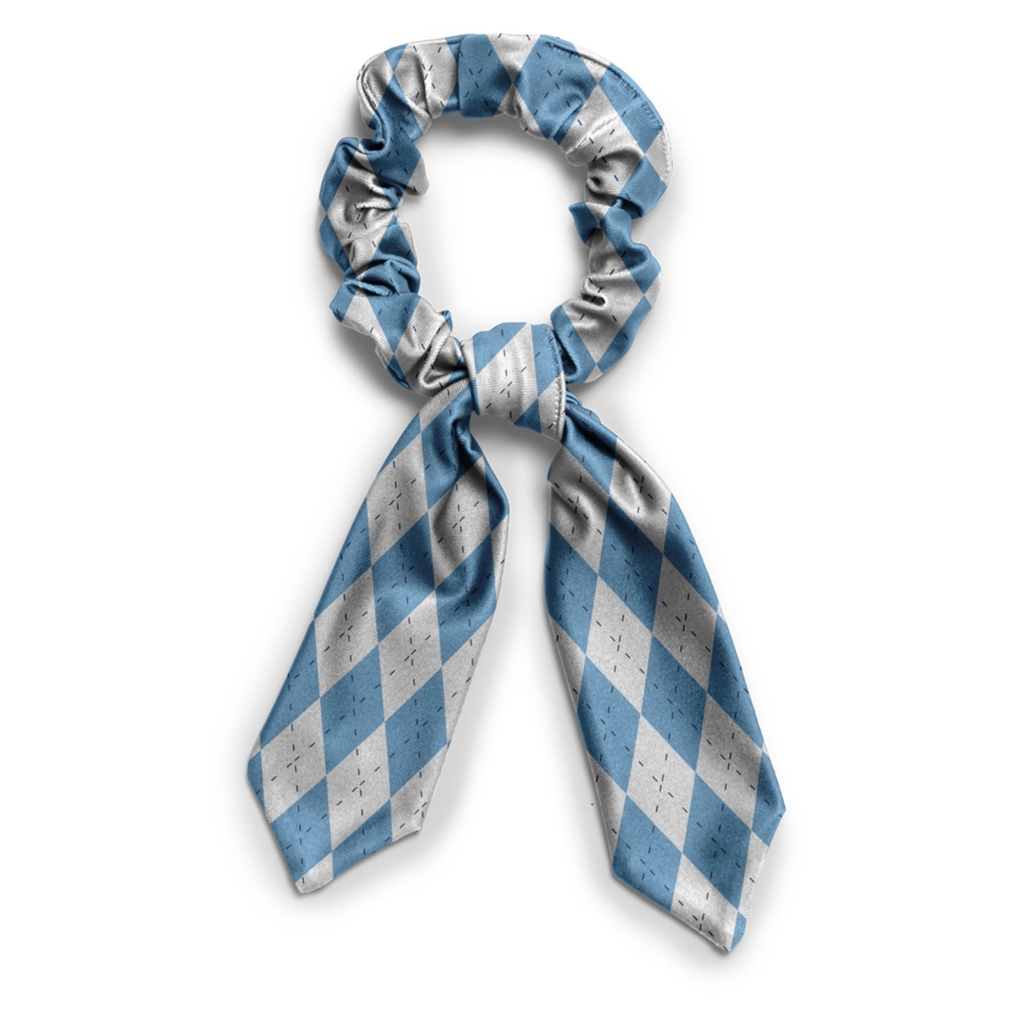 Carolina Blue and White Argyle Spirit Tie Scrunchie