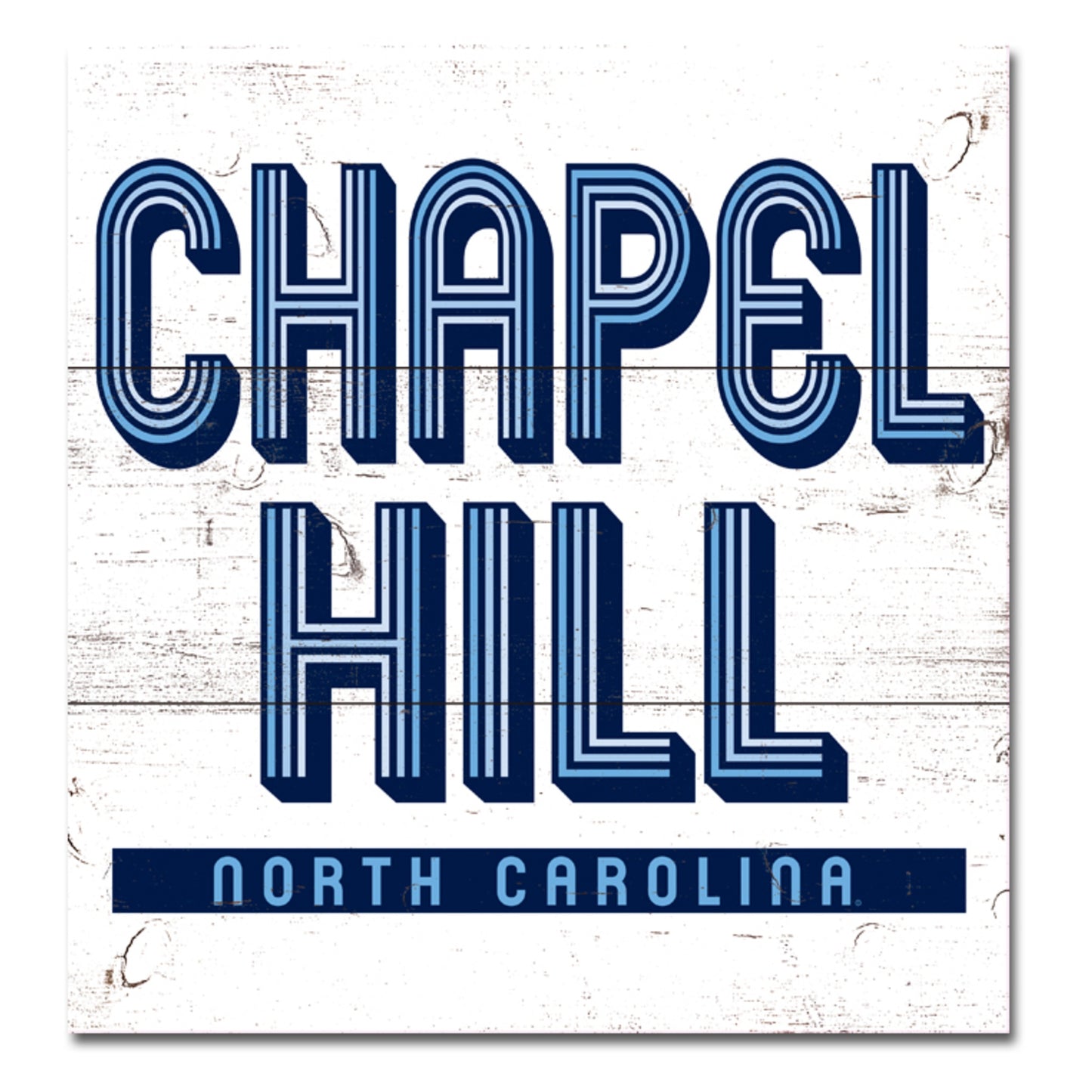 Chapel Hill North Carolina White Wooden Square Decor