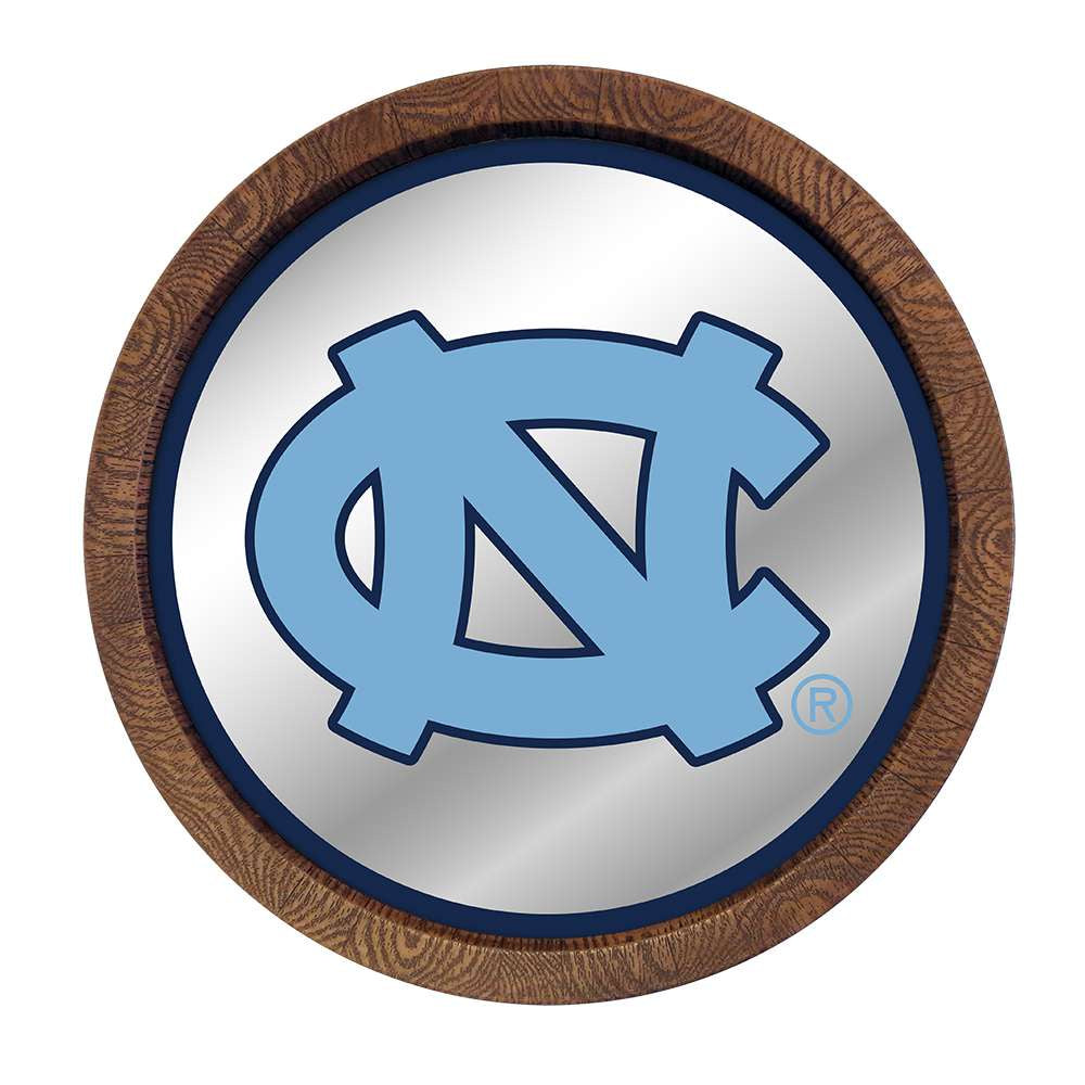 North Carolina Tar Heels: "Faux" Barrel Top Mirrored Wall Sign Navy Edge