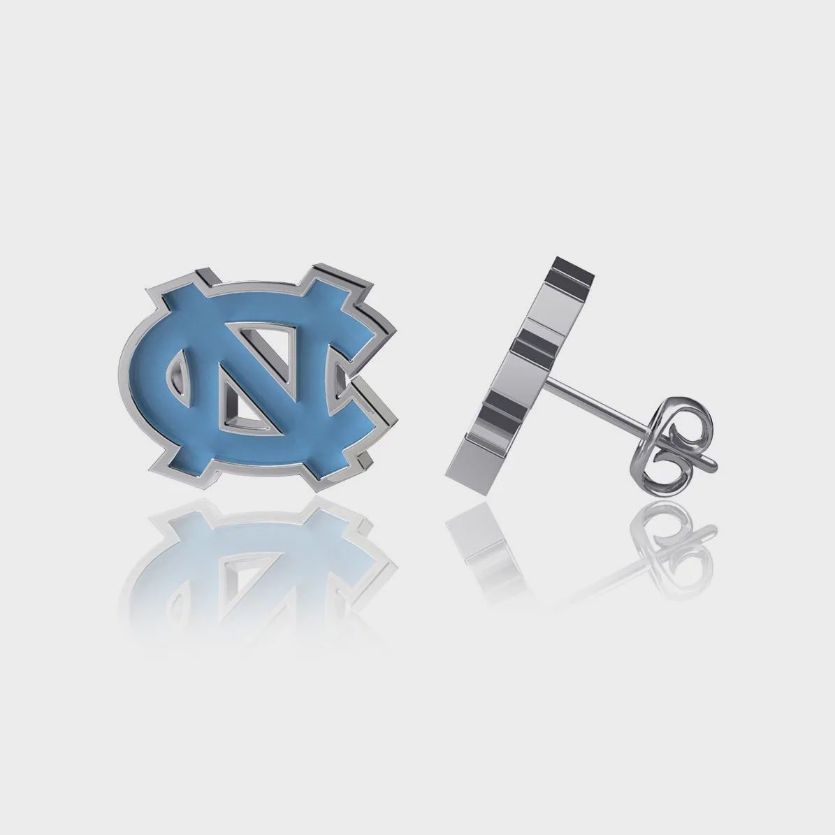 Carolina Tar Heels Interlock Carolina Blue Enamel Earrings by Dayna Designs