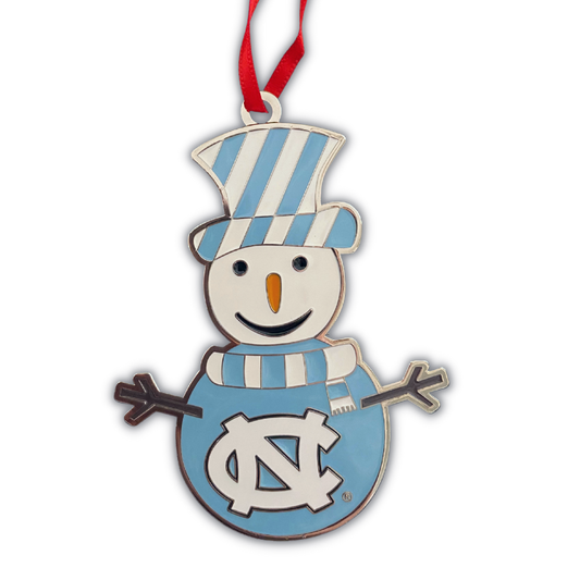 UNC Tar Heels Snowman Metal Ornament