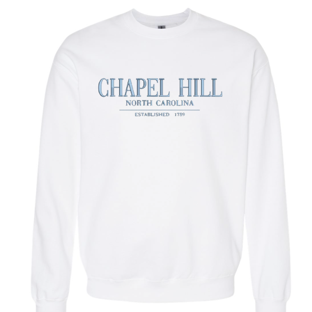 White Chapel Hill Embroidered Chill Crewneck