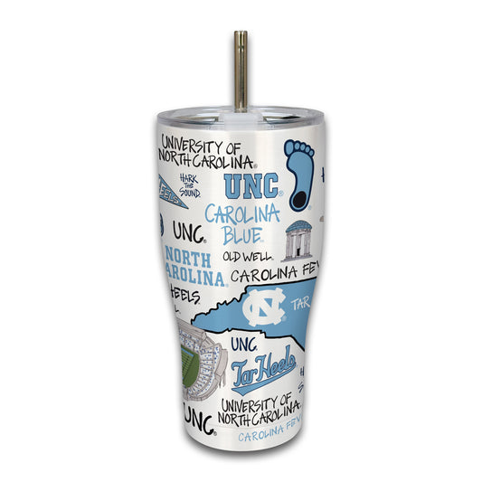 North Carolina Tar Heels Collage Stainless Steel Tumbler with Straw