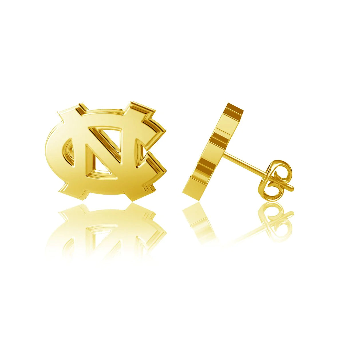 Carolina Tar Heels Interlock Gold Plated Stud Earrings by Dayna Designs