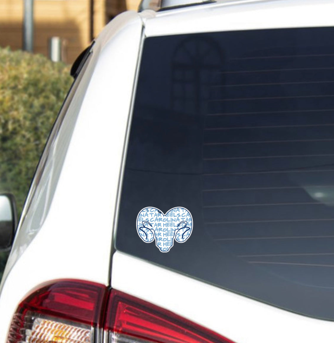 Carolina Tar Heels Text Filled Ram Head Decal Sticker