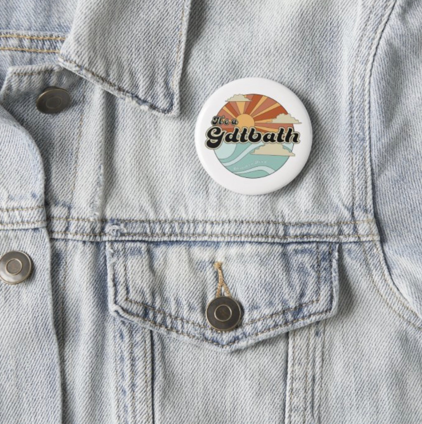 GDTBATH Sunset Button Pin by Shrunken Head Brand