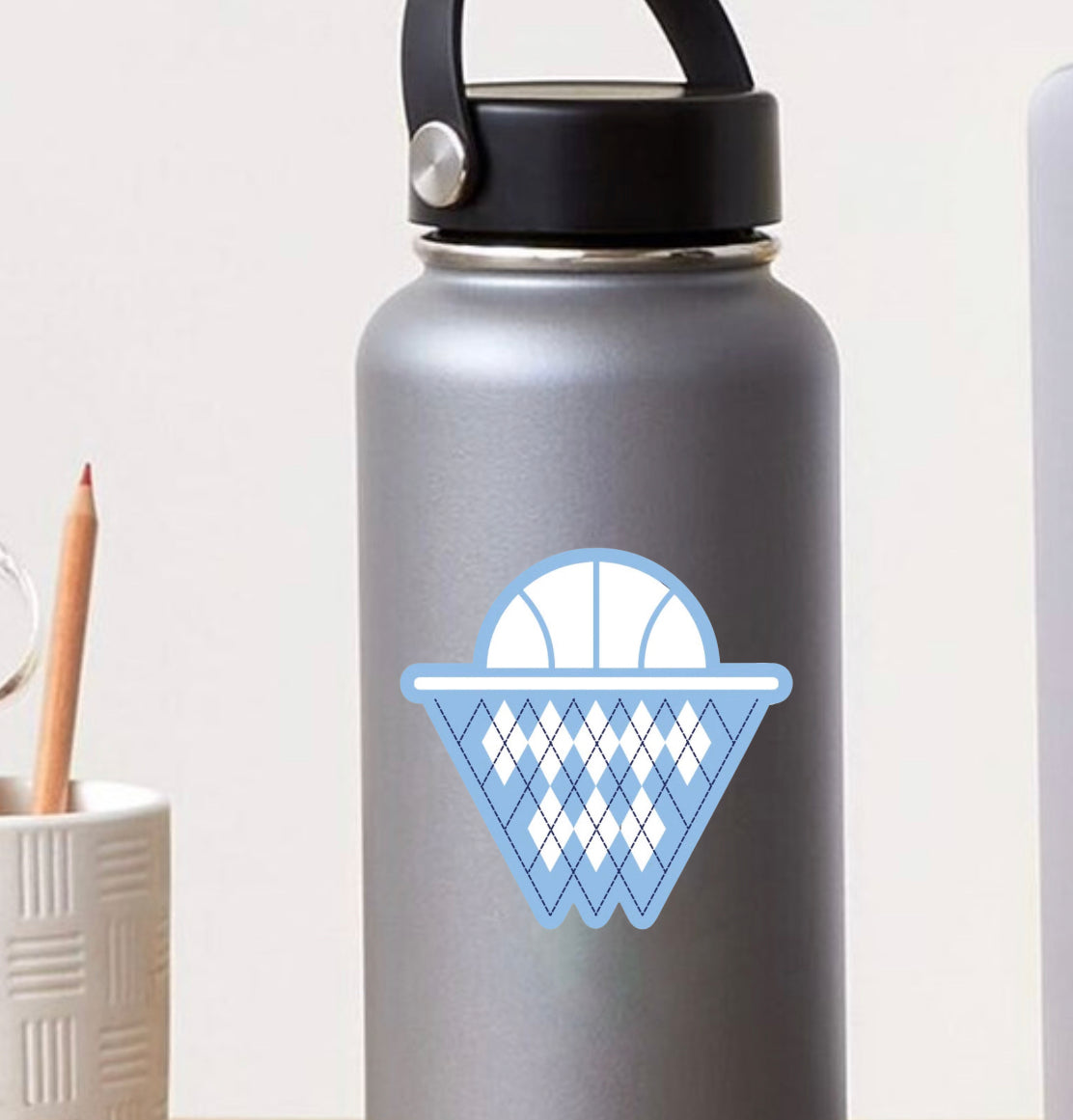 Carolina Basketball Argyle Sticker by Shrunken Head Brand