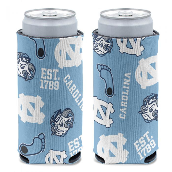 Carolina Tar Heels Scatter Print Slim 12oz Can Cooler