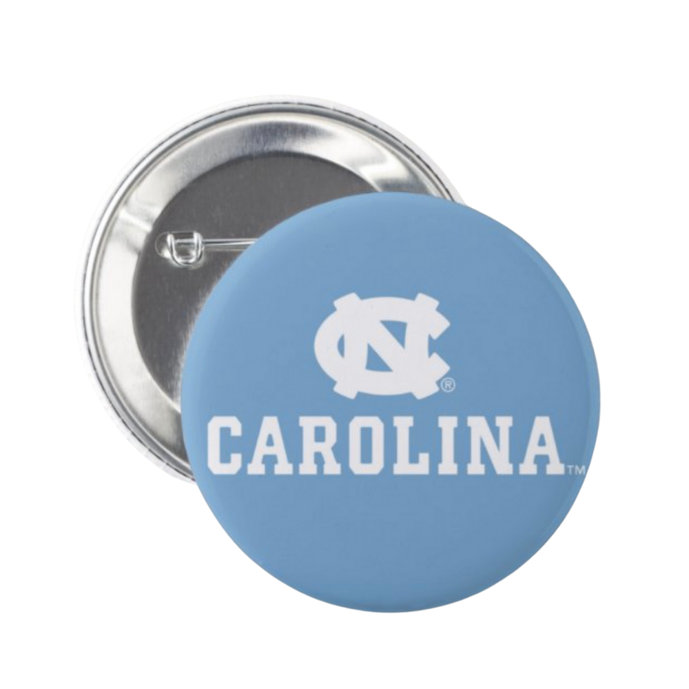 Carolina Logo Button Pin in Light Blue and White