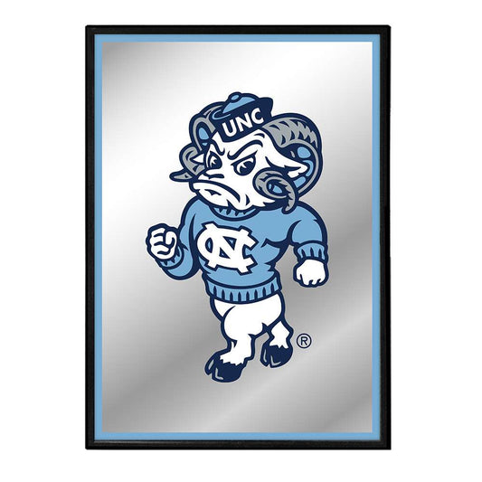 North Carolina Tar Heels: Mascot - Framed Mirrored Wall Sign Carolina Blue Edge