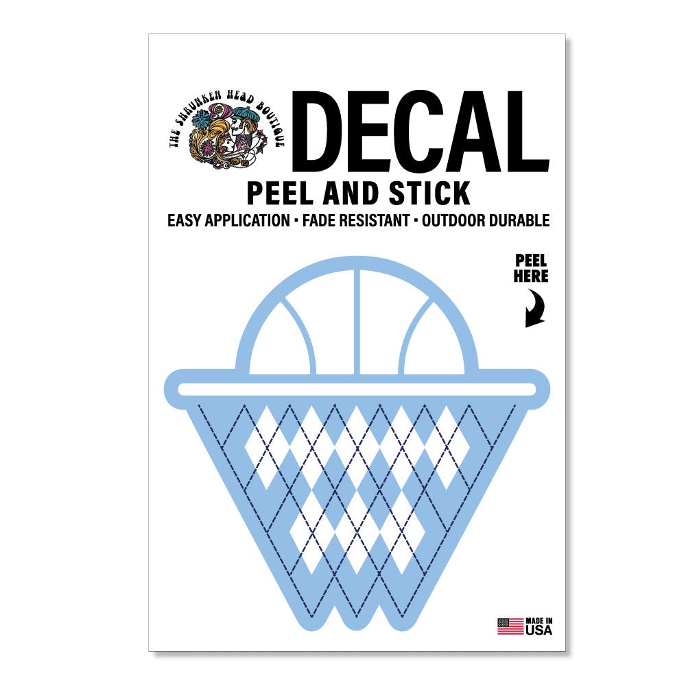 Carolina Basketball Argyle Sticker by Shrunken Head Brand
