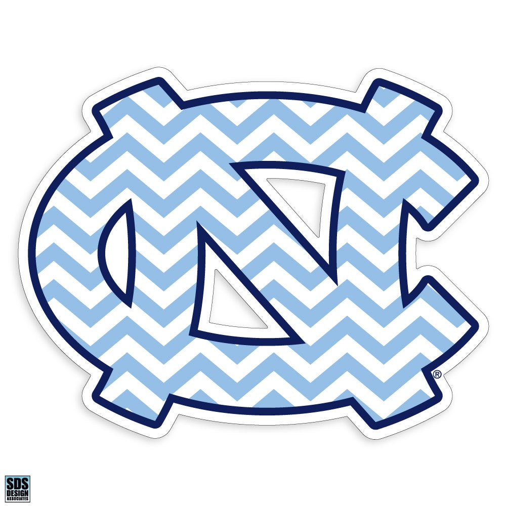 North Carolina Tar Heels Interlock Logo Decal - Carolina Blue Chevron