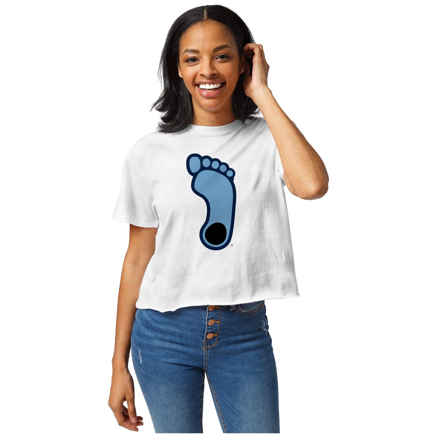 Tar Heel Foot Crop Top in White by League