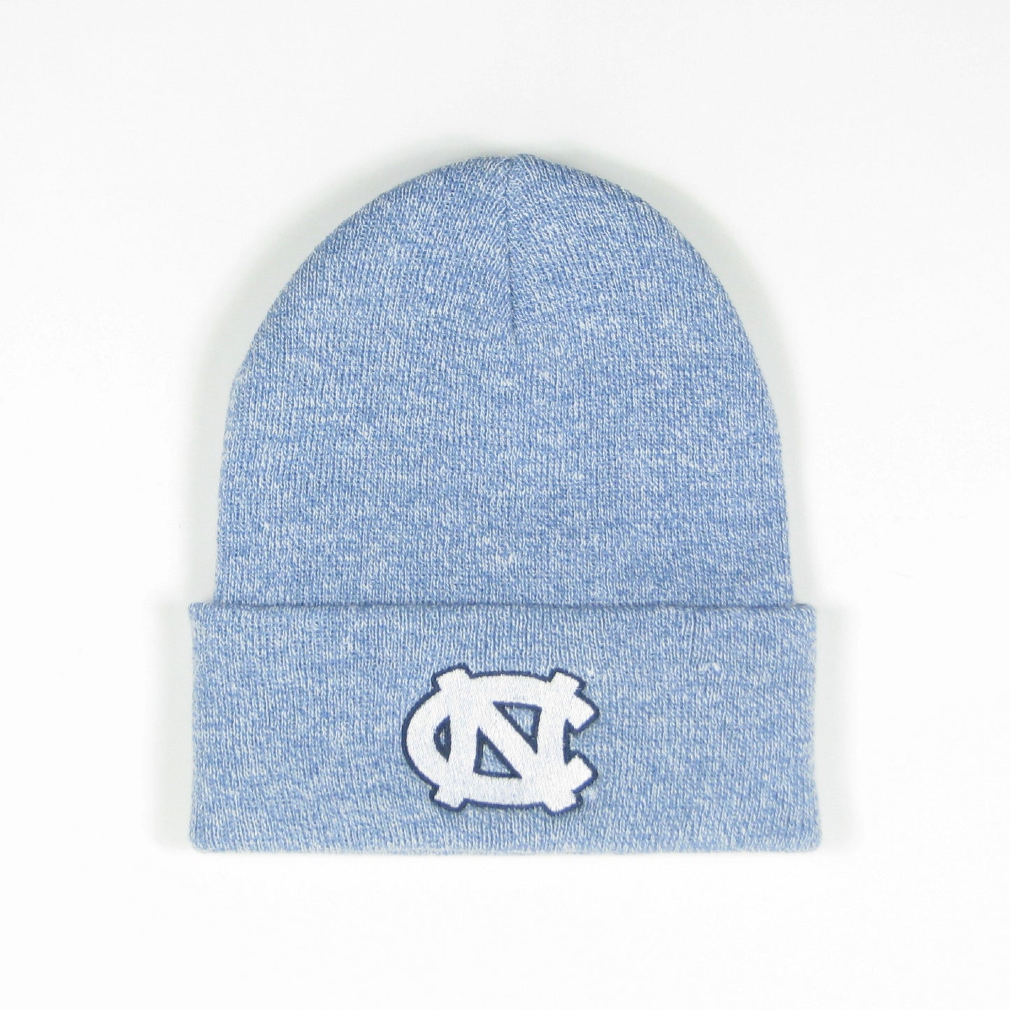 Carolina Blue Cuffed Unisex Beanie with UNC Logo in White Embroidered