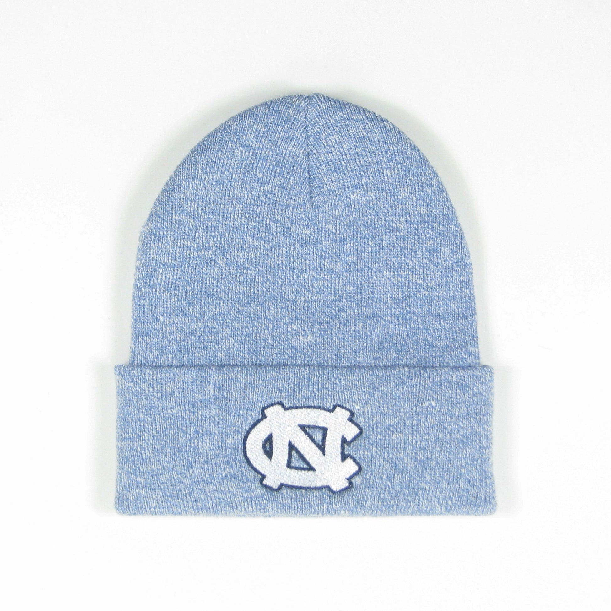 Carolina Blue Cuffed Unisex Beanie with UNC Logo in White Embroidered