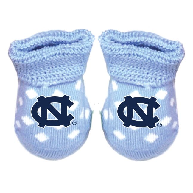 UNC Baby Booties Carolina Blue Polka Dot