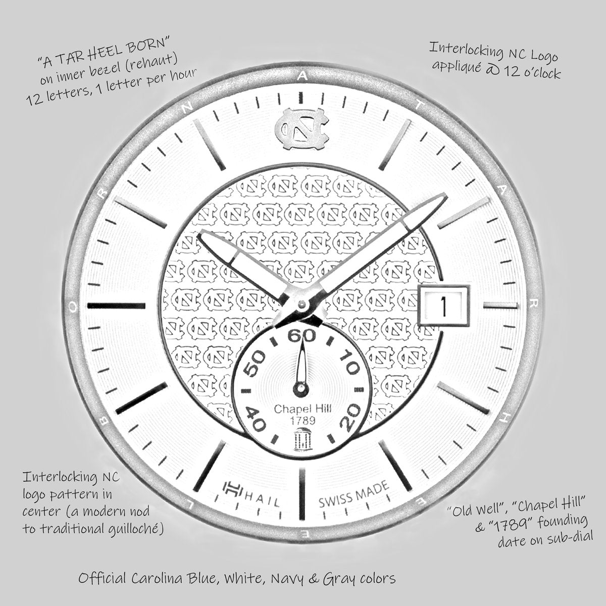 UNC Men’s Watch in Stainless Steel by HAIL