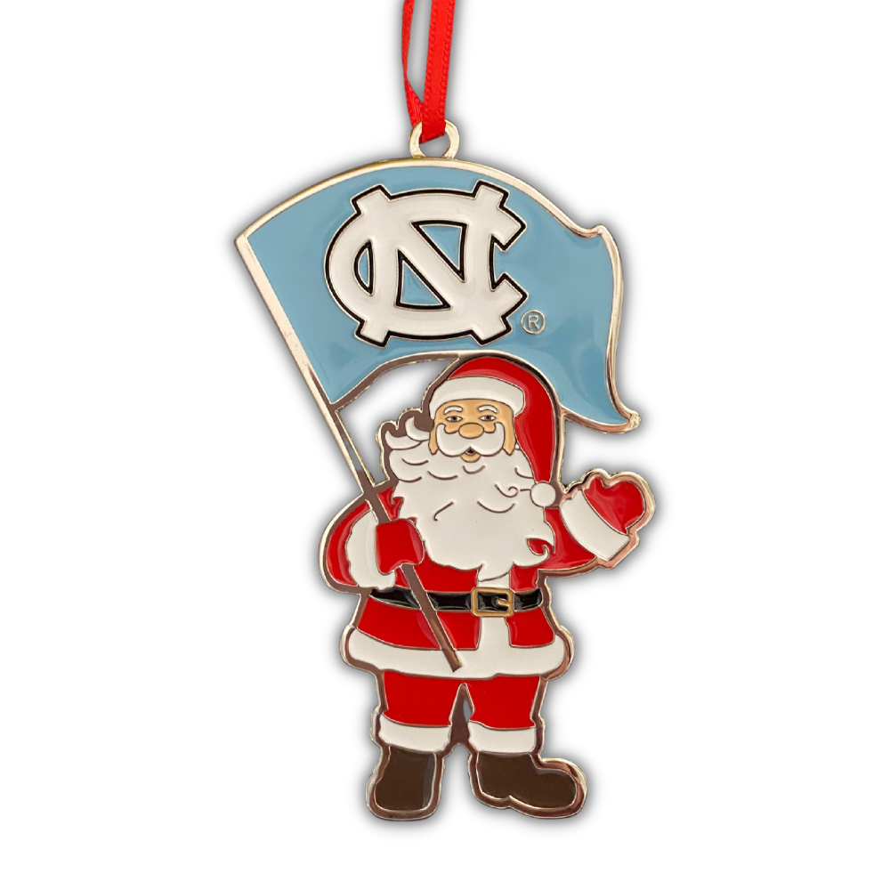 UNC Tar Heels Santa Metal Ornament – Shrunken Head