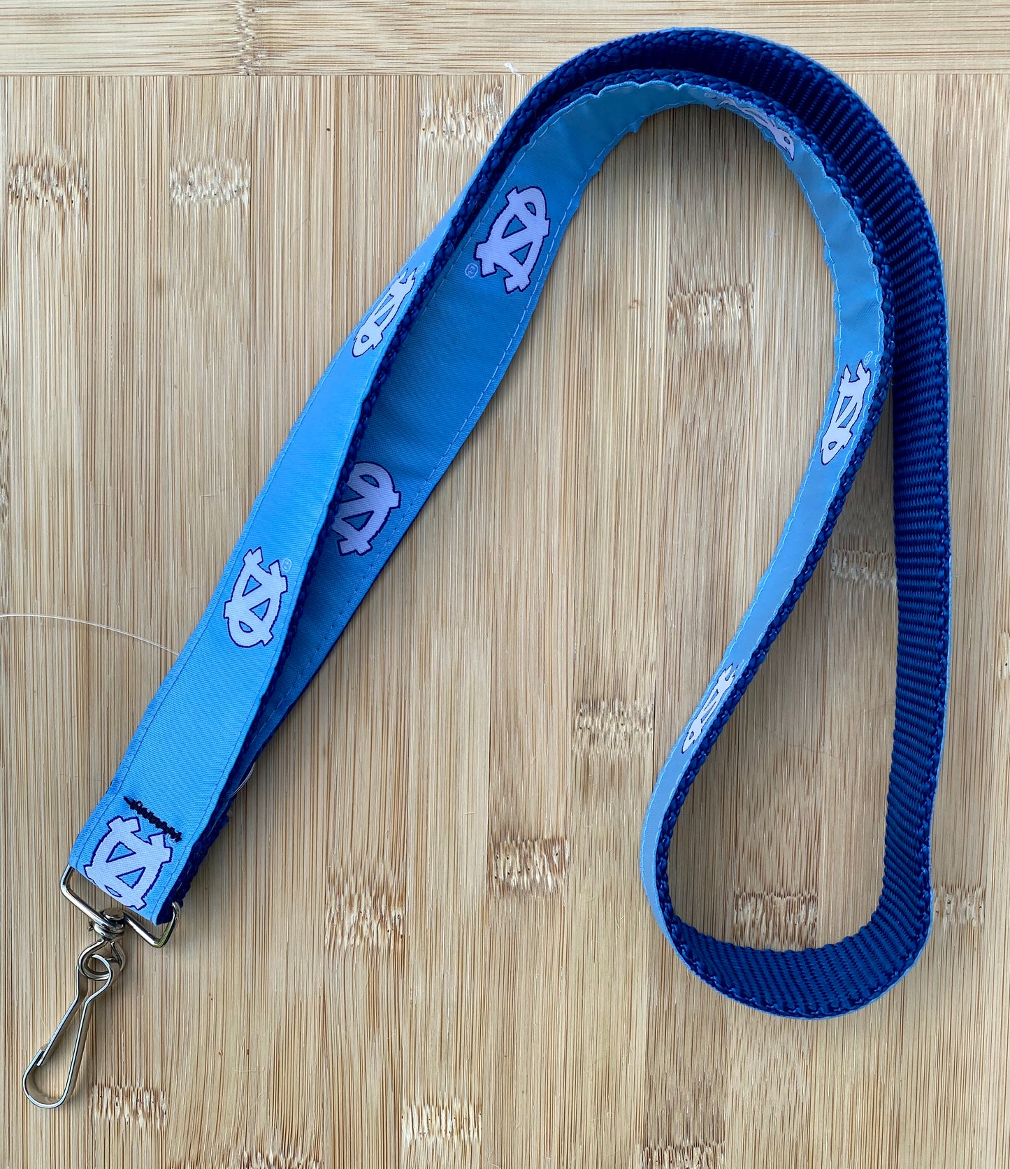 UNC Lanyard in Carolina Blue Embroidered Nylon with North Carolina Logos