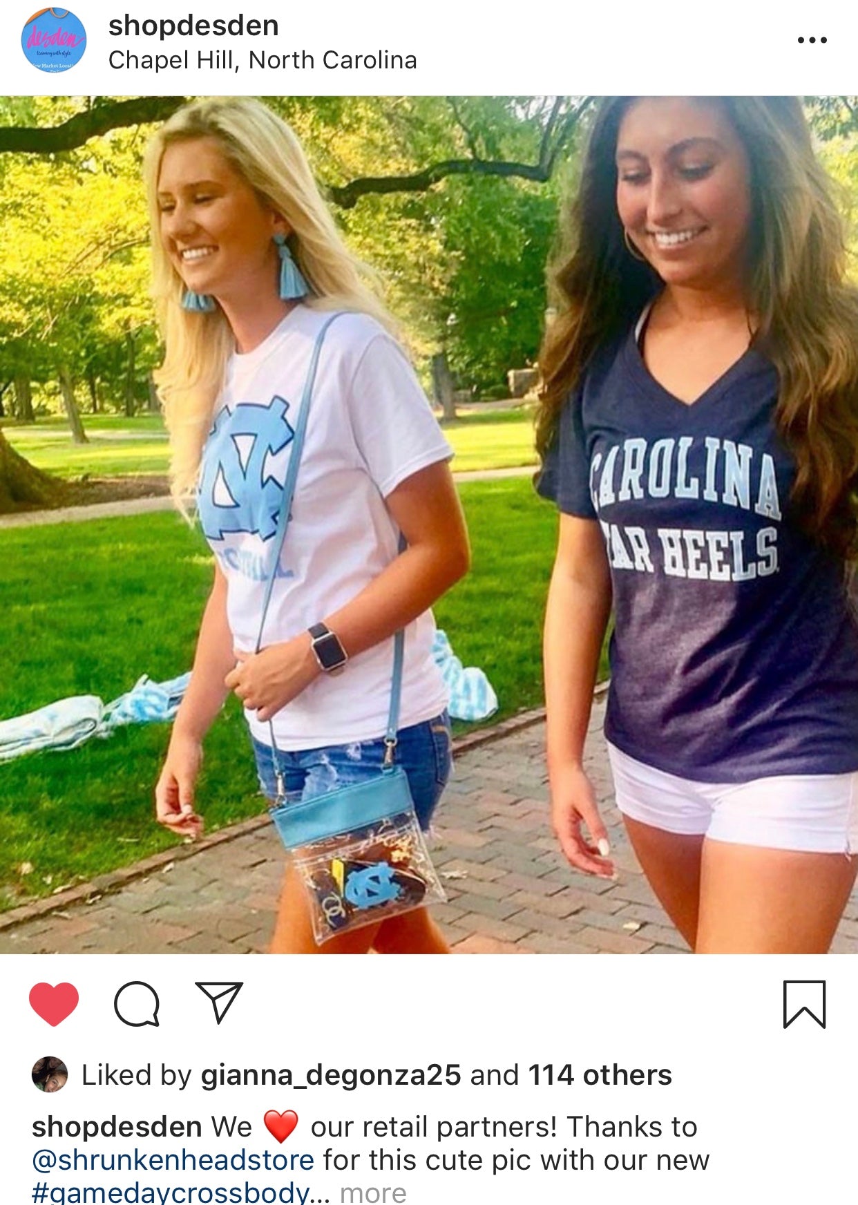 North Carolina Tar Heels Desden Clear Gameday Crossbody Purse