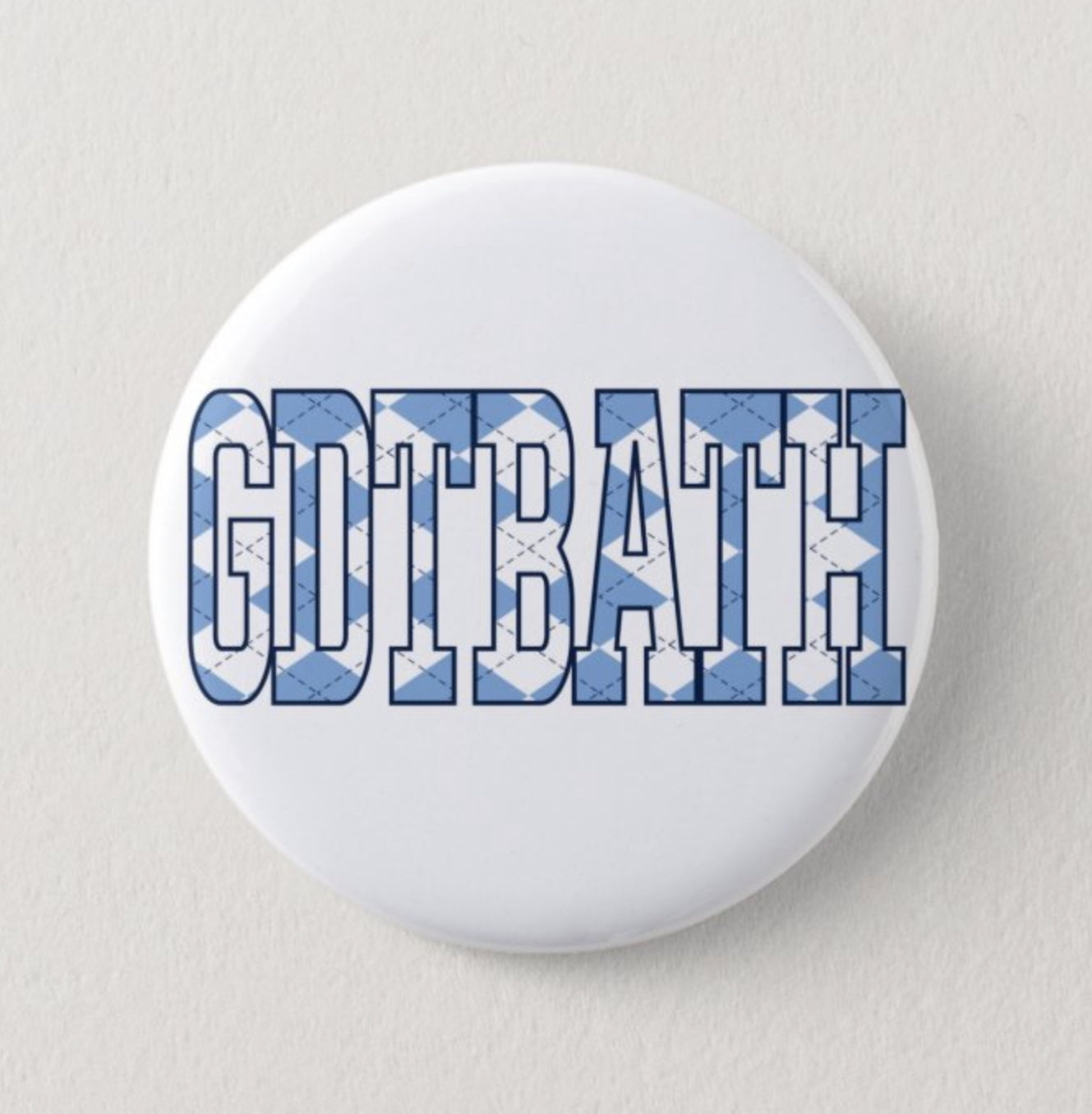 GDTBATH Argyle Button Pin by Shrunken Head Brand (Good Day to be a Tar Heel)