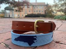 Carolina Blue with Navy North Carolina State Needlepoint Men’s Belt