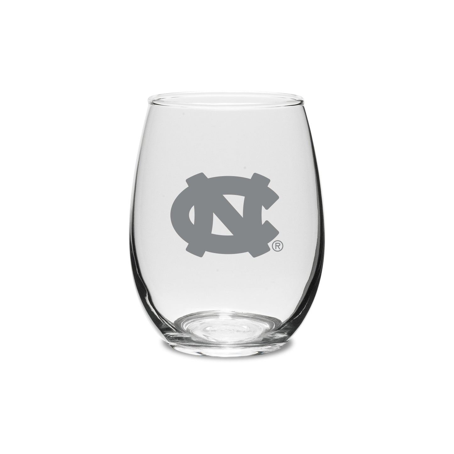 UNC Tar Heels Hand Etched Stemless Wine Glasses Set of Two