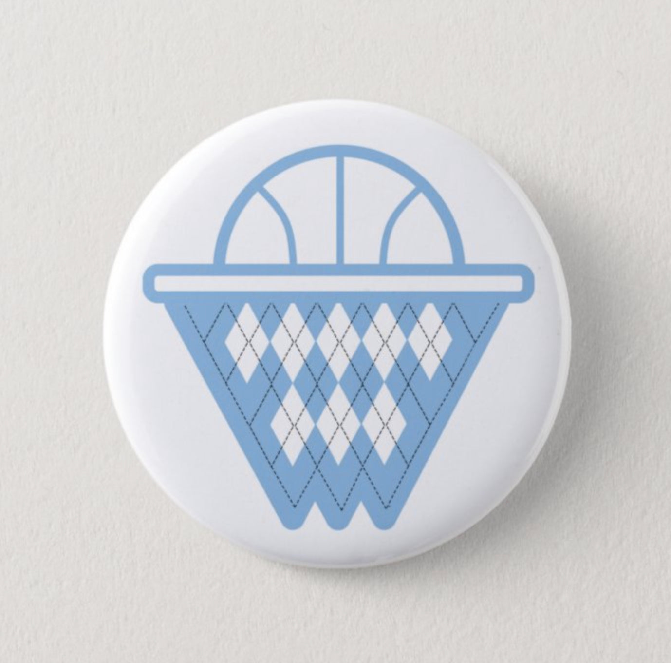 Argyle UNC Basketball Button Pin by Shrunken Head Brand