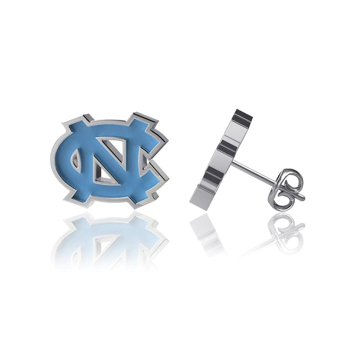 Carolina Tar Heels Interlock Carolina Blue Enamel Earrings by Dayna Designs