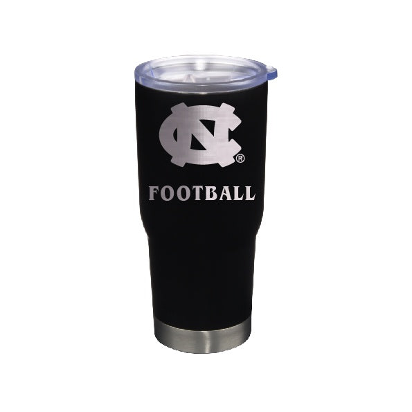 UNC Football Tumbler Travel Mug Black Stainless Steel 22 oz