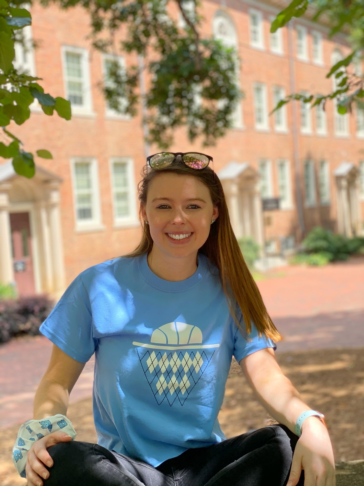 Argyle Basketball Crop Top in Carolina Blue