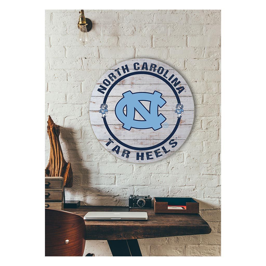 North Carolina Tar Heels Circular Wall Decor Wooden Sign 20” x 20”