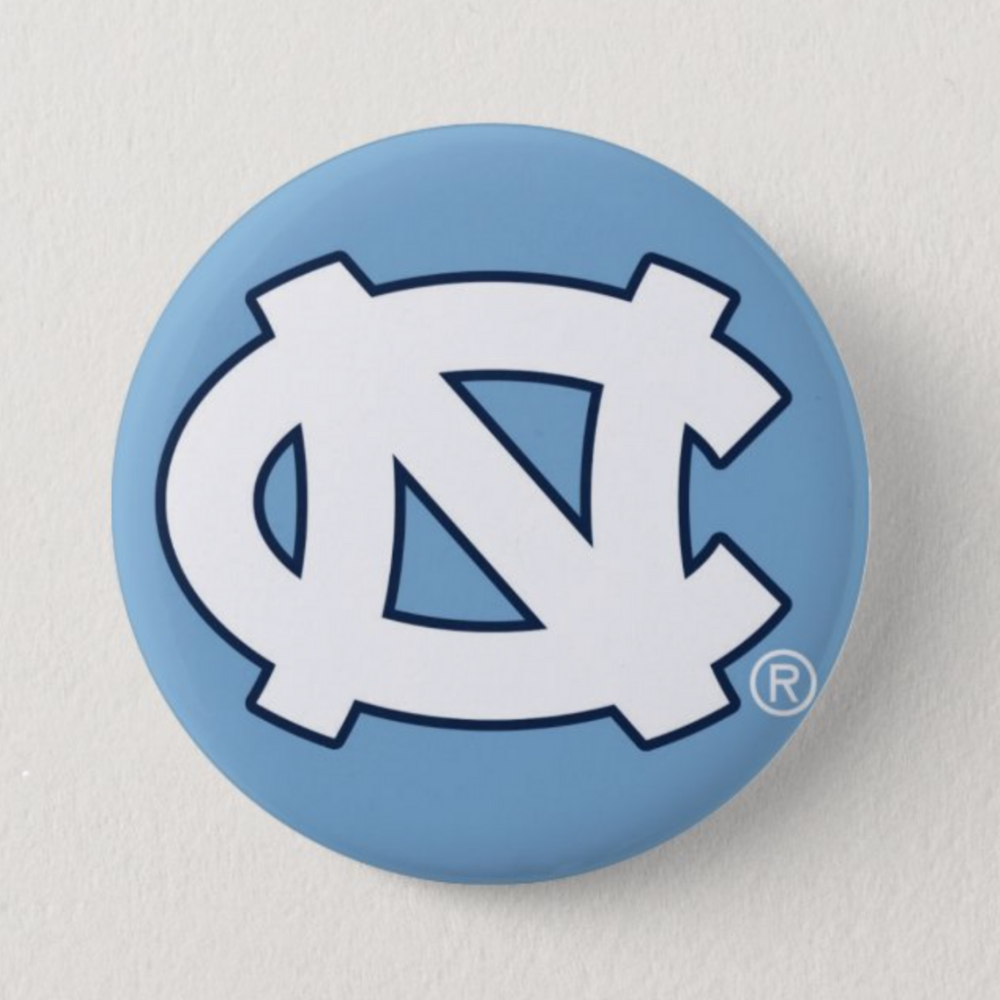 UNC Logo Button Pin in Carolina Blue
