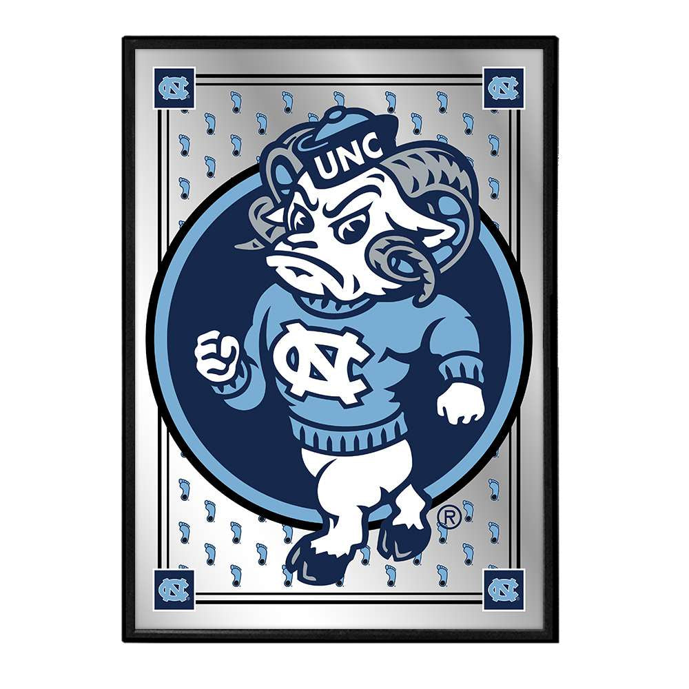 North Carolina Tar Heels: Team Spirit, Mascot - Framed Mirrored Wall Sign Navy