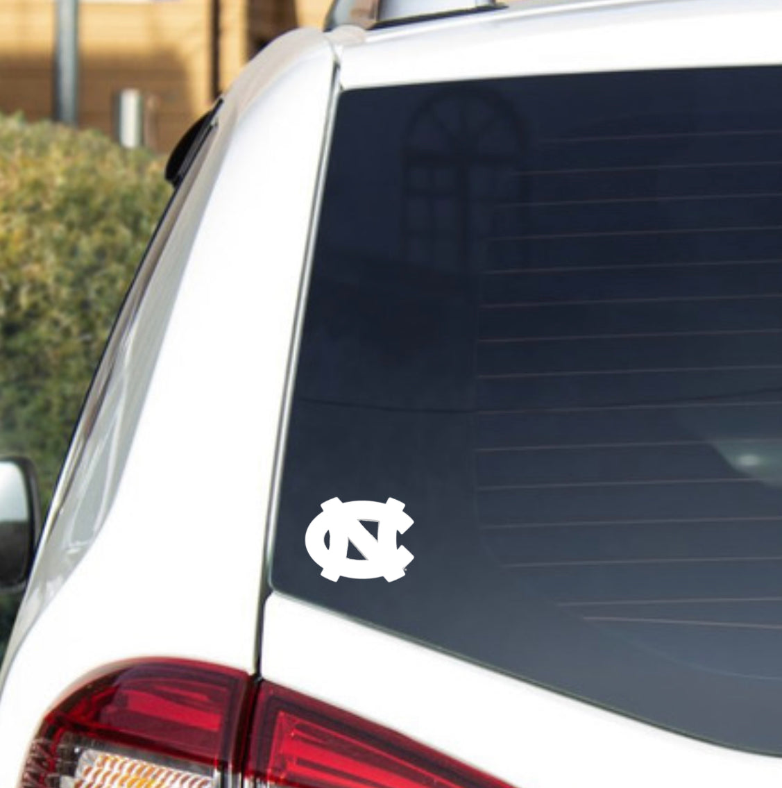 North Carolina Tar Heels Interlock Logo Decal - White