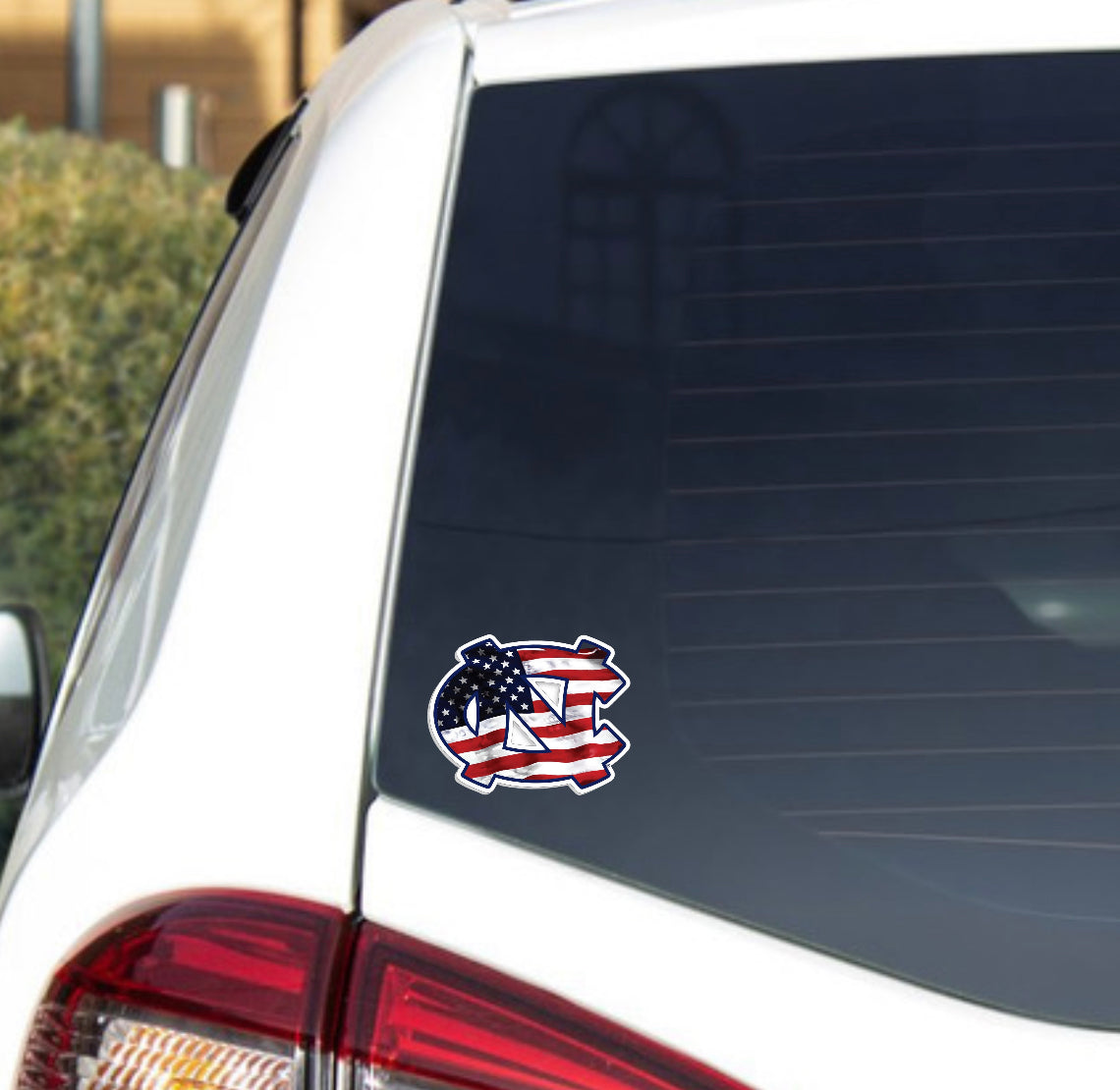 North Carolina Tar Heels Interlock Logo Decal - American Flag