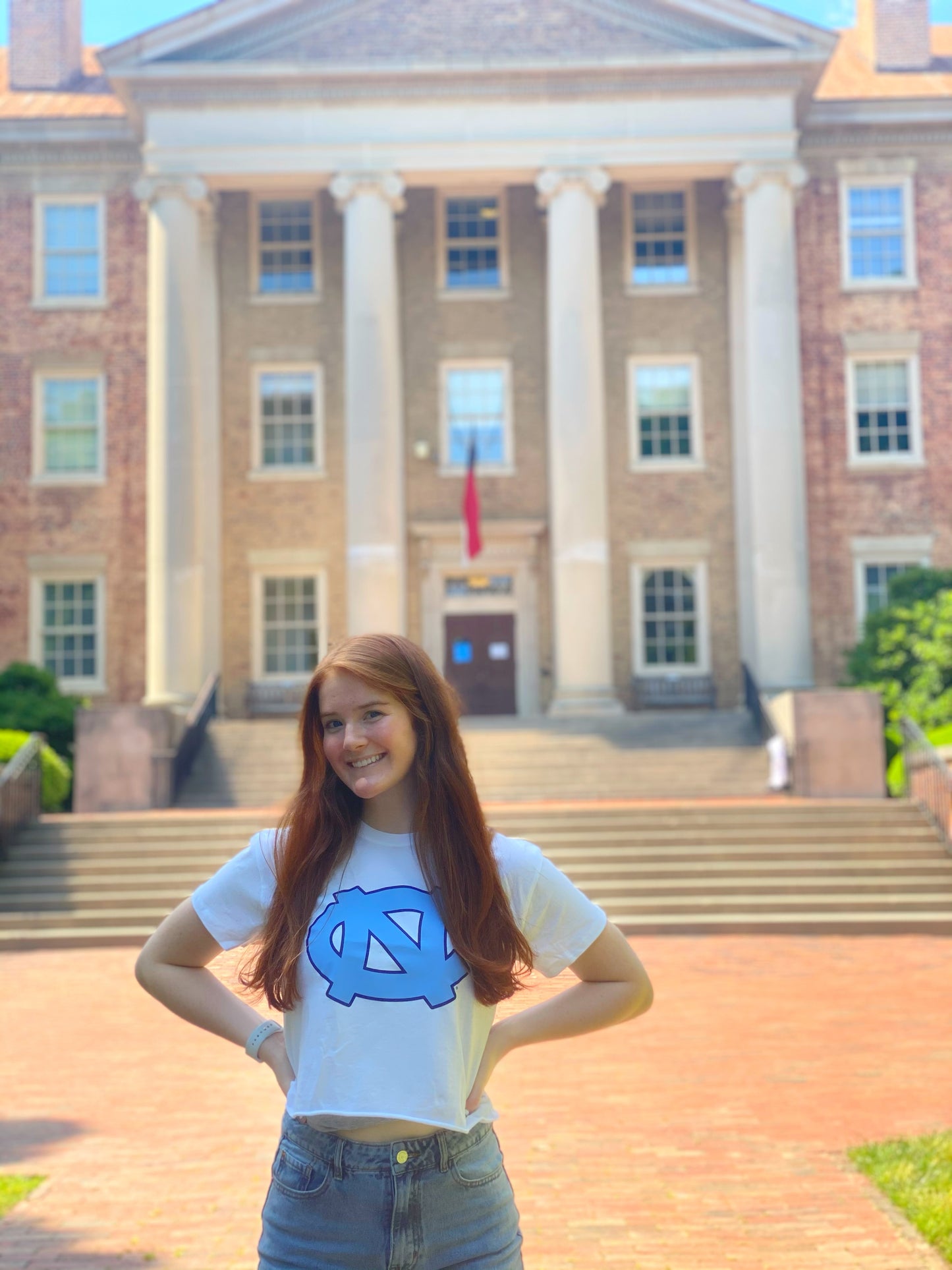 UNC Game Day Crop Top in White by League