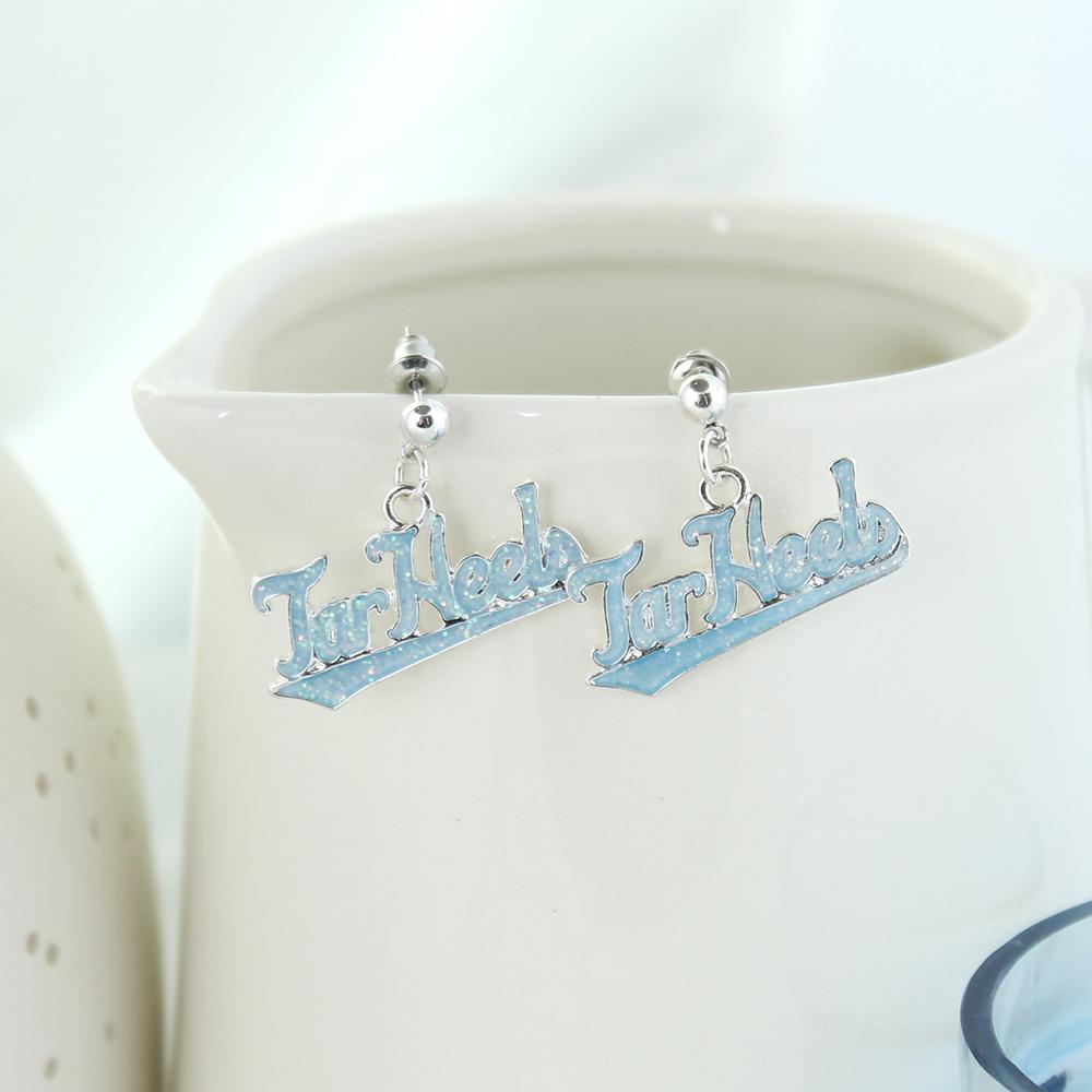 Tar Heels Logo Earrings in Carolina Blue Crystals
