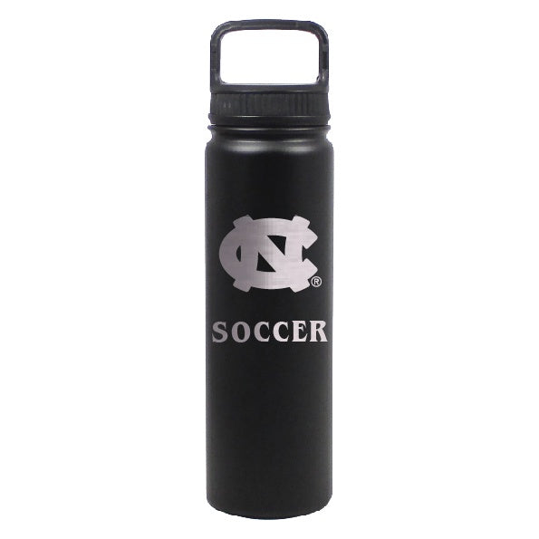 UNC Soccer Water Bottle Stainless Steel Black 24 oz