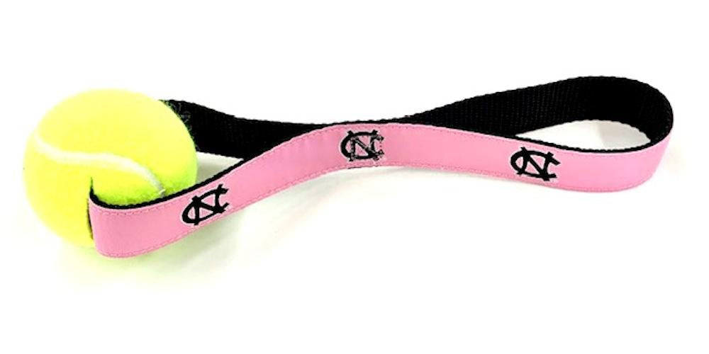 UNC Pink Dog Toy Tennis Ball with Strap – Shrunken Head